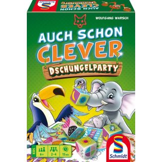 Vorderseite der Verpackung vom Artikel 40682, Auch schon Clever - Dschungelparty,  Kinderspiel