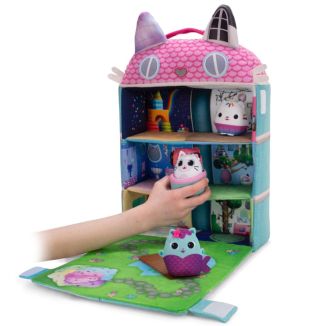 Gabby's Dollhouse: Puppenhaus mit 3 Figuren und Lift, 41 cm, Plüsch Gabby's Dollhouse: Puppenhaus mit 3 Figuren und Lift, 41 cm, Plüsch