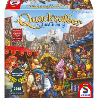 Verpackungsvorderseite aus einem anderen Blickwinkel vom Artikel 49341, Die Quacksalber von Quedlinburg, Familienspiel