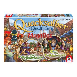 Verpackungsvorderseite aus einem anderen Blickwinkel vom Artikel 49404, Mega Box: Die Quacksalber von Quedlinburg (Grundspiel + 2 Erweiterungen), Familienspiel Verpackungsvorderseite aus einem anderen Blickwinkel vom Artikel 49404, Mega Box: Die Quacksalber von Quedlinburg (Grundspiel + 2 Erweiterungen), Familienspiel