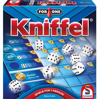 Vorderseite der Verpackung vom Artikel 49432, For One – Kniffel®, Familienspiel Vorderseite der Verpackung vom Artikel 49432, For One – Kniffel®, Familienspiel