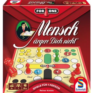 Vorderseite der Verpackung vom Artikel 49470, For One: Mensch ärgere Dich nicht®, 1-Personen-Spiel, Familienspiel
