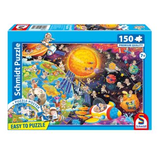 Verpackungsvorderseite aus einem anderen Blickwinkel vom Artikel 55782, Quatsch im Weltraum, 150 Teile Kinderpuzzle Verpackungsvorderseite aus einem anderen Blickwinkel vom Artikel 55782, Quatsch im Weltraum, 150 Teile Kinderpuzzle