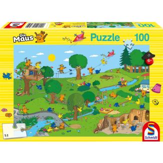 Vorderseite der Verpackung vom Artikel 56395, Die Maus: Im Spielpark, 100 Teile Kinderpuzzle Vorderseite der Verpackung vom Artikel 56395, Die Maus: Im Spielpark, 100 Teile Kinderpuzzle