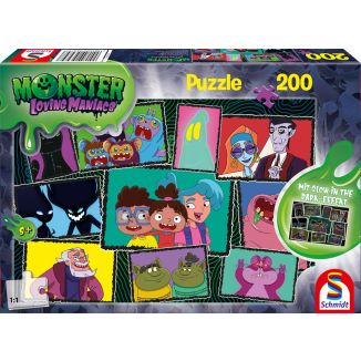 Vorderseite der Verpackung vom Artikel 56479, Monster Loving Maniacs: Bildergalerie, 200 Teile Kinderpuzzle Vorderseite der Verpackung vom Artikel 56479, Monster Loving Maniacs: Bildergalerie, 200 Teile Kinderpuzzle