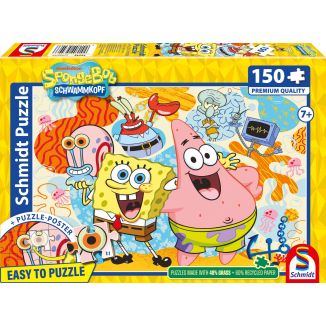 Vorderseite der Verpackung vom Artikel 56546, SpongeBob Schwammkopf: Spongebob und Freunde, 150 Teile Kinderpuzzle Vorderseite der Verpackung vom Artikel 56546, SpongeBob Schwammkopf: Spongebob und Freunde, 150 Teile Kinderpuzzle