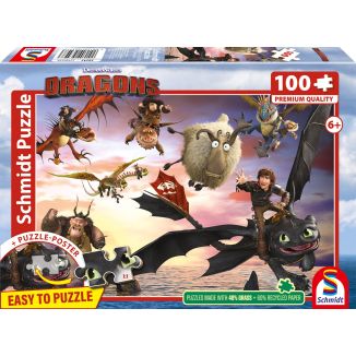 Vorderseite der Verpackung vom Artikel 56547, DRAGONS: Drachenreiter in Aktion, 100 Teile Kinderpuzzle Vorderseite der Verpackung vom Artikel 56547, DRAGONS: Drachenreiter in Aktion, 100 Teile Kinderpuzzle