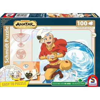 Vorderseite der Verpackung vom Artikel 56554, Avatar: Der Herr der Element, 100 Teile Kinderpuzzle