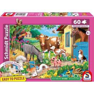 Vorderseite der Verpackung vom Artikel 56574, Bauernhof-Tiere, 60 Teile Kinderpuzzle