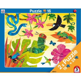 Die kleine Raupe Nimmersatt: 2 Kinder Rahmenpuzzle, 16 Teile/ 24 Teile Die kleine Raupe Nimmersatt: 2 Kinder Rahmenpuzzle, 16 Teile/ 24 Teile
