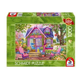 Verpackungsvorderseite aus einem anderen Blickwinkel vom Artikel 58061, Ein Häuschen zum Verlieben, 1.000 Teile Puzzle Verpackungsvorderseite aus einem anderen Blickwinkel vom Artikel 58061, Ein Häuschen zum Verlieben, 1.000 Teile Puzzle
