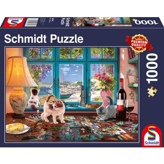 Vorderseite der Verpackung vom Artikel 58344, Am Puzzletisch, 1.000 Teile Puzzle Vorderseite der Verpackung vom Artikel 58344, Am Puzzletisch, 1.000 Teile Puzzle