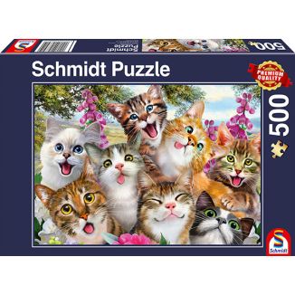 Vorderseite der Verpackung vom Artikel 58391, Katzen-Selfie, 500 Teile Puzzle