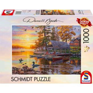Vorderseite der Verpackung vom Artikel 58532, Darrell Bush: Bootshaus mit Kanus, 1.000 Teile Puzzle