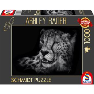 Vorderseite der Verpackung vom Artikel 58542, Ashley Rader: Speed - Gepard, im Zeichen der Anmut, 1.000 Teile Puzzle
