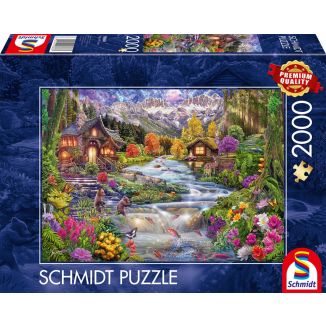 Flussidyll in den Bergen, 2.000 Teile Puzzle