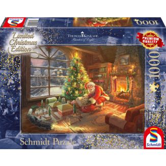 Verpackungsvorderseite aus einem anderen Blickwinkel vom Artikel 59495, Thomas Kinkade Studios: Painter of Light - Der Weihnachtsmann ist da! - Limited Edition, 1.000 Teile Puzzle
