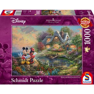 Vorderseite der Verpackung vom Artikel 59639, Thomas Kinkade: Painter of Light - Disney, Sweethearts Mickey & Minnie, 1.000 Teile Puzzle Vorderseite der Verpackung vom Artikel 59639, Thomas Kinkade: Painter of Light - Disney, Sweethearts Mickey & Minnie, 1.000 Teile Puzzle