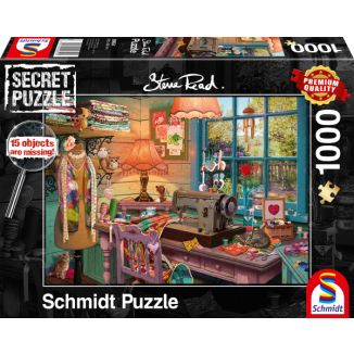 Vorderseite der Verpackung vom Artikel 59654, Steve Read: Secret Puzzles - Im Nähzimmer, 1.000 Teile Puzzle Vorderseite der Verpackung vom Artikel 59654, Steve Read: Secret Puzzles - Im Nähzimmer, 1.000 Teile Puzzle
