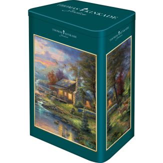 Vorderseite der Verpackung vom Artikel 59691, Thomas Kinkade Studios: Nature's Paradise in der Nostalgie Metalldose, 500 Teile Puzzle