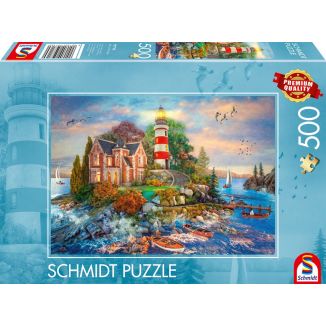 Vorderseite der Verpackung vom Artikel 59716, Leuchtturm am Felsen, 500 Teile Puzzle