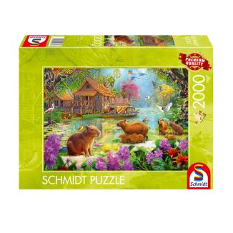 Verpackungsvorderseite aus einem anderen Blickwinkel vom Artikel 59731, Oase der Capybaras, 2.000 Teile Puzzle Verpackungsvorderseite aus einem anderen Blickwinkel vom Artikel 59731, Oase der Capybaras, 2.000 Teile Puzzle