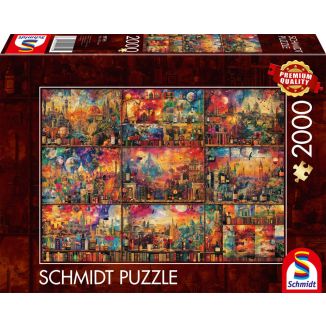 Genussvolle Auszeit: auf Reisen mit Büchern und Wein, 2.000 Teile Puzzle