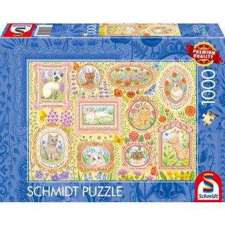Adelige Katzen in Blütenpracht, 1.000 Teile Puzzle Adelige Katzen in Blütenpracht, 1.000 Teile Puzzle