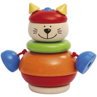 Weiteres Spielmaterial vom Artikel 62042, Stapelkater Karlo, Sortier-und Steckspiel, verschiedene Formen mit Klapperkugeln aus Holz, 10 cm Weiteres Spielmaterial vom Artikel 62042, Stapelkater Karlo, Sortier-und Steckspiel, verschiedene Formen mit Klapperkugeln aus Holz, 10 cm