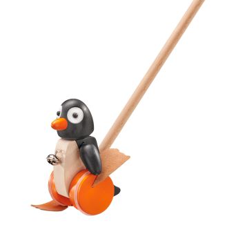 Spielmaterial vom Artikel 62071, Pingo, Pinguin Schiebefigur mit Glöckchen aus Holz mit Kunstlerder Füße, 14 cm Spielmaterial vom Artikel 62071, Pingo, Pinguin Schiebefigur mit Glöckchen aus Holz mit Kunstlerder Füße, 14 cm