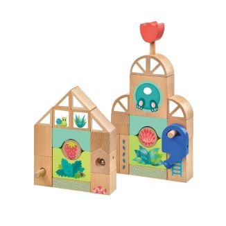 Tulips Garten: Holzbausteine Gewächshäuser mit Glöckchen aus Holz, 34 Teile Tulips Garten: Holzbausteine Gewächshäuser mit Glöckchen aus Holz, 34 Teile