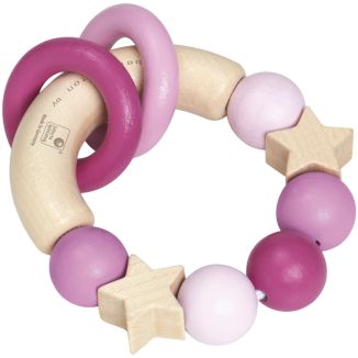 bellybutton: Glücksgriff rosa, Stern Greifling mit Klapperringen aus Holz, 7,5 cm