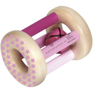 bellybutton: Sternchenflitzer, rollender Greifling mit Glöckchen aus Holz, Rosa, 7 cm