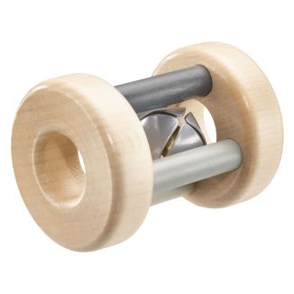 bellybutton: Wolkenflitzer, rollender Greifling mit Glöckchen aus Holz, Grau, 7 cm