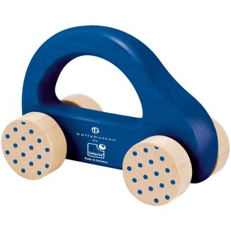Weiteres Spielmaterial vom Artikel 64008, bellybutton: Nostalgisches Schiebeauto, Greifling aus Holz, Blau, 10cm