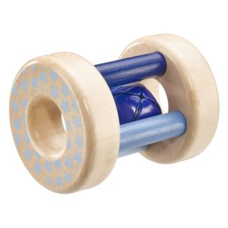 bellybutton: Sternchenflitzer, rollender Greifling mit Glöckchen aus Holz, Blau, 7 cm
