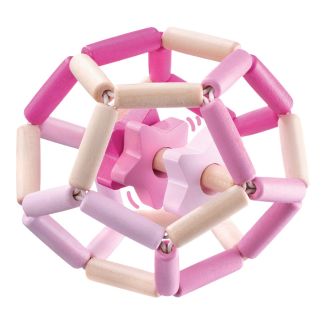 Weiteres Spielmaterial vom Artikel 64021, bellybutton: Sternentanz rosa, elastischer Greiflingsball aus Holz mit Klappersterne, 11,5 cm