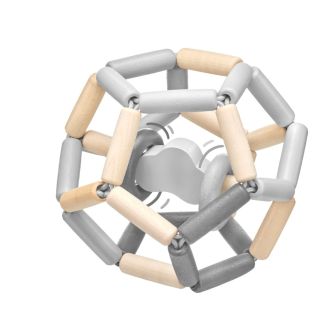 Weiteres Spielmaterial vom Artikel 64028, bellybutton: Wolkentanz, elastischer Greiflingsball aus Holz mit Klapperringen, 11,5 cm