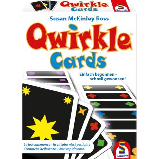 Vorderseite der Verpackung vom Artikel 75034, Qwirkle Cards, Kartenspiel Vorderseite der Verpackung vom Artikel 75034, Qwirkle Cards, Kartenspiel