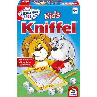 Verpackungsvorderseite aus einem anderen Blickwinkel vom Artikel 40535, Meine Lieblingsspiele: Kniffel® Kids, Kinderspiel