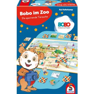 Vorderseite der Verpackung vom Artikel 40648, Bobo Siebenschläfer: Bobo im Zoo – Die spannende Tiersuche, Kinderspiel