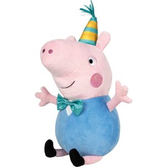 Vorderseite des Plüschartikel 42830, Peppa Pig: Schorsch Wutz Party, 37 cm, Plüsch