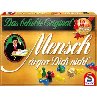 Verpackungsvorderseite aus einem anderen Blickwinkel vom Artikel 49277, Mensch ärgere Dich nicht®: Gold-Edition, Familienspiel