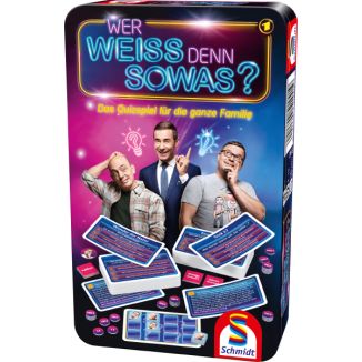 Vorderseite der Verpackung vom Artikel 51441, Wer weiss denn sowas?, Reisespiel in der Metalldose