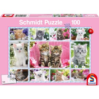 Vorderseite der Verpackung vom Artikel 56135, Katzenbabys, 100 Teile Kinderpuzzle