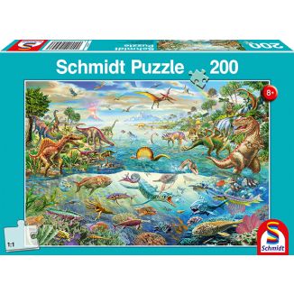Vorderseite der Verpackung vom Artikel 56253, Entdecke die Dinosaurier, 200 Teile Kinderpuzzle