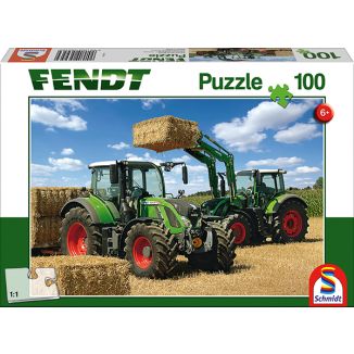 Vorderseite der Verpackung vom Artikel 56256, Fendt:  724 Vario, Fendt 716 Vario mit Frontlader Fendt Cargo,100 Teile Kinderpuzzle