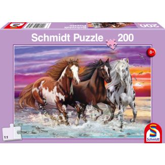 Vorderseite der Verpackung vom Artikel 56356, Wildes Pferde-Trio, 200 Teile Kinderpuzzle