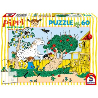 Vorderseite der Verpackung vom Artikel 56446, Pippi™ Langstrumpf: Das stärkste Mädchen der Welt, 60 Teile Kinderpuzzle