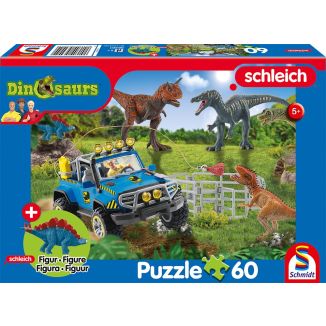 Vorderseite der Verpackung vom Artikel 56461, Schleich ®: Dinosaurs – Urzeit-Giganten, 60 Teile Kinderpuzzle mit Add-on (eine Original Baby Stegosaurus mini Figur)